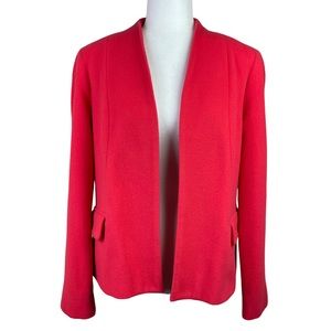 Louben Canada Soft Wool Cashmere Open Front Blazer Jacket Coral Size 8